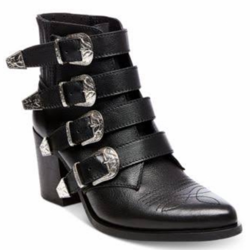 Steve Madden Black Western Buckle Ankle Boots - Women